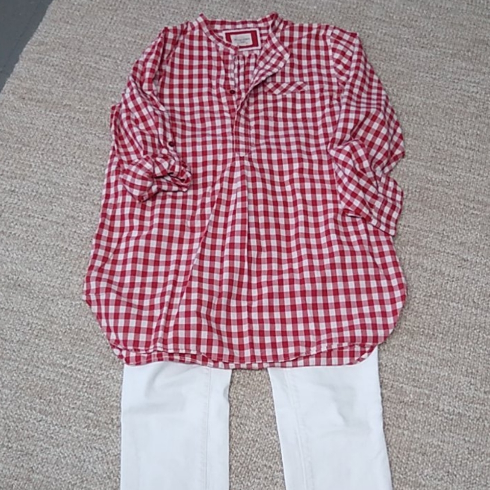 Red/white gingham print tunic